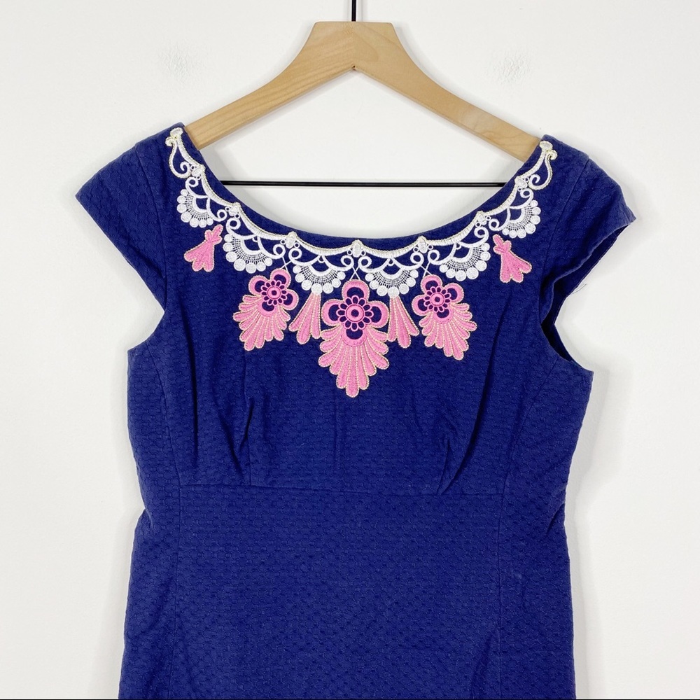 Lilly Pulitzer Allura Navy Embroider Sheath Dress - Picture 2 of 8